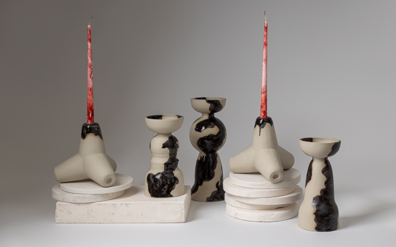 керамический подсвечник декор интерьера 